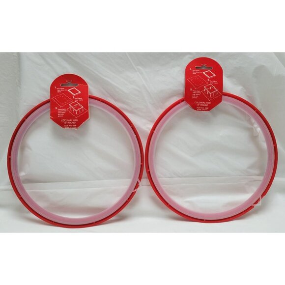Lot of 2 Westex 8" Round Red Embroidery Plastic Hoops For Stitching Cross Stitch - Picture 3 of 4